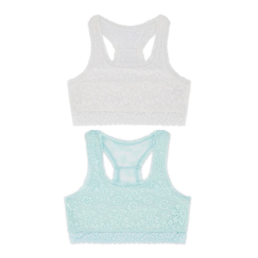 Lot Of 2 Justice White Mint Full Coverage Racerback Lace Girls Bralette Size 30